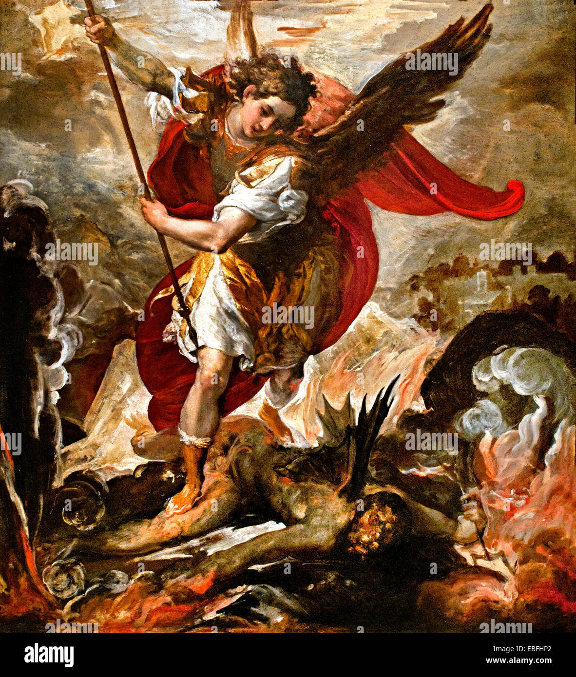 Saint Michael the Archangel Vanquishing Lucifer 1656 Francesco Maffei Vicenza, 1605 – Padua, 1660 Italy Italian Stock Photo