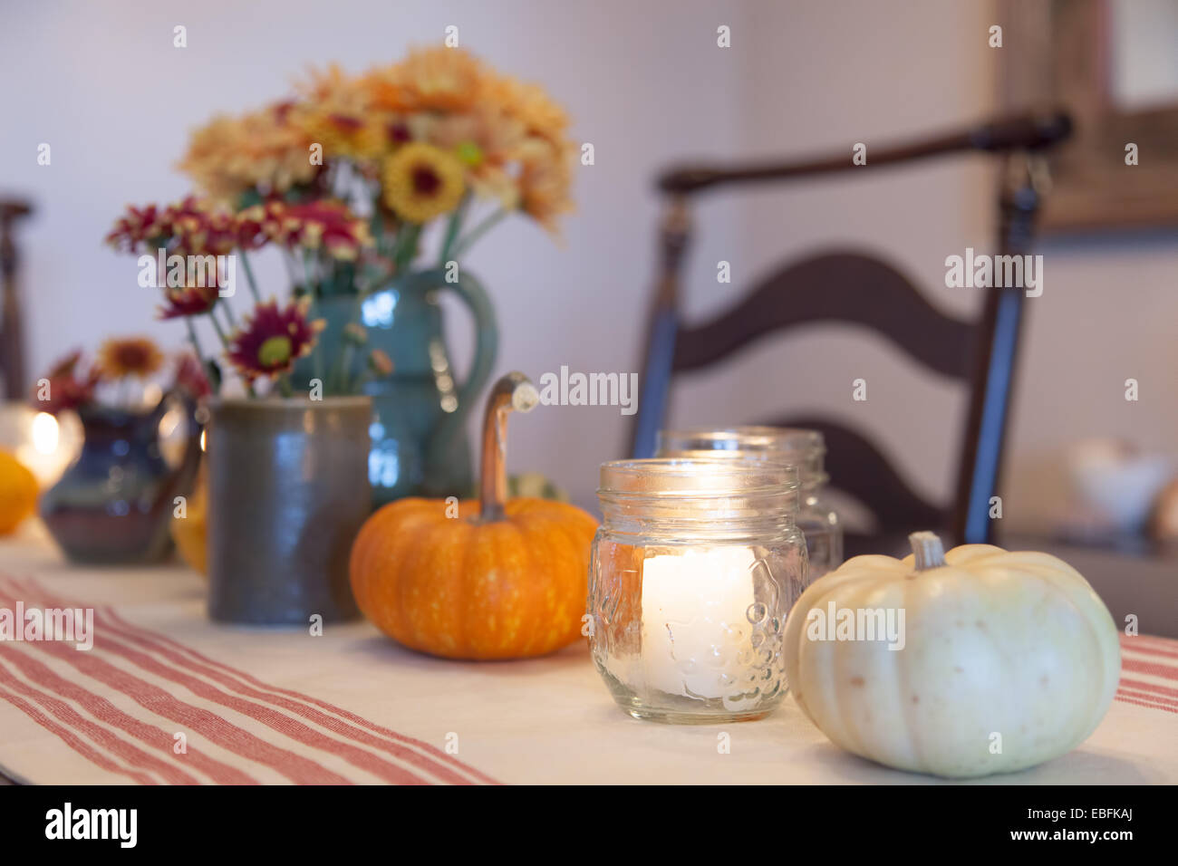 Thanksgiving dinner table Stock Photo