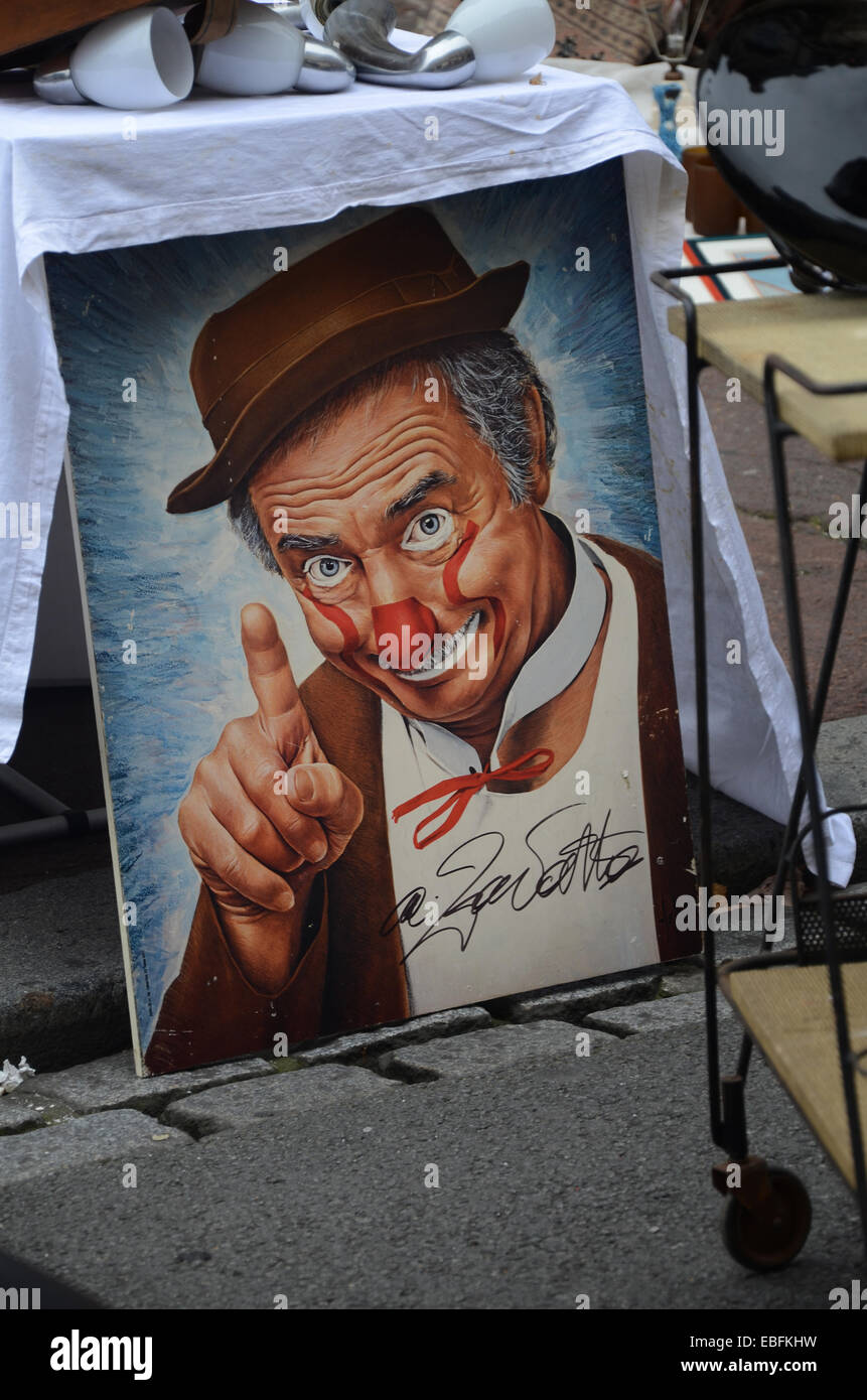 signed poster of Achille Zavatta, a French circus clown, Lille Braderie, Lille-Rijssel , France Stock Photo
