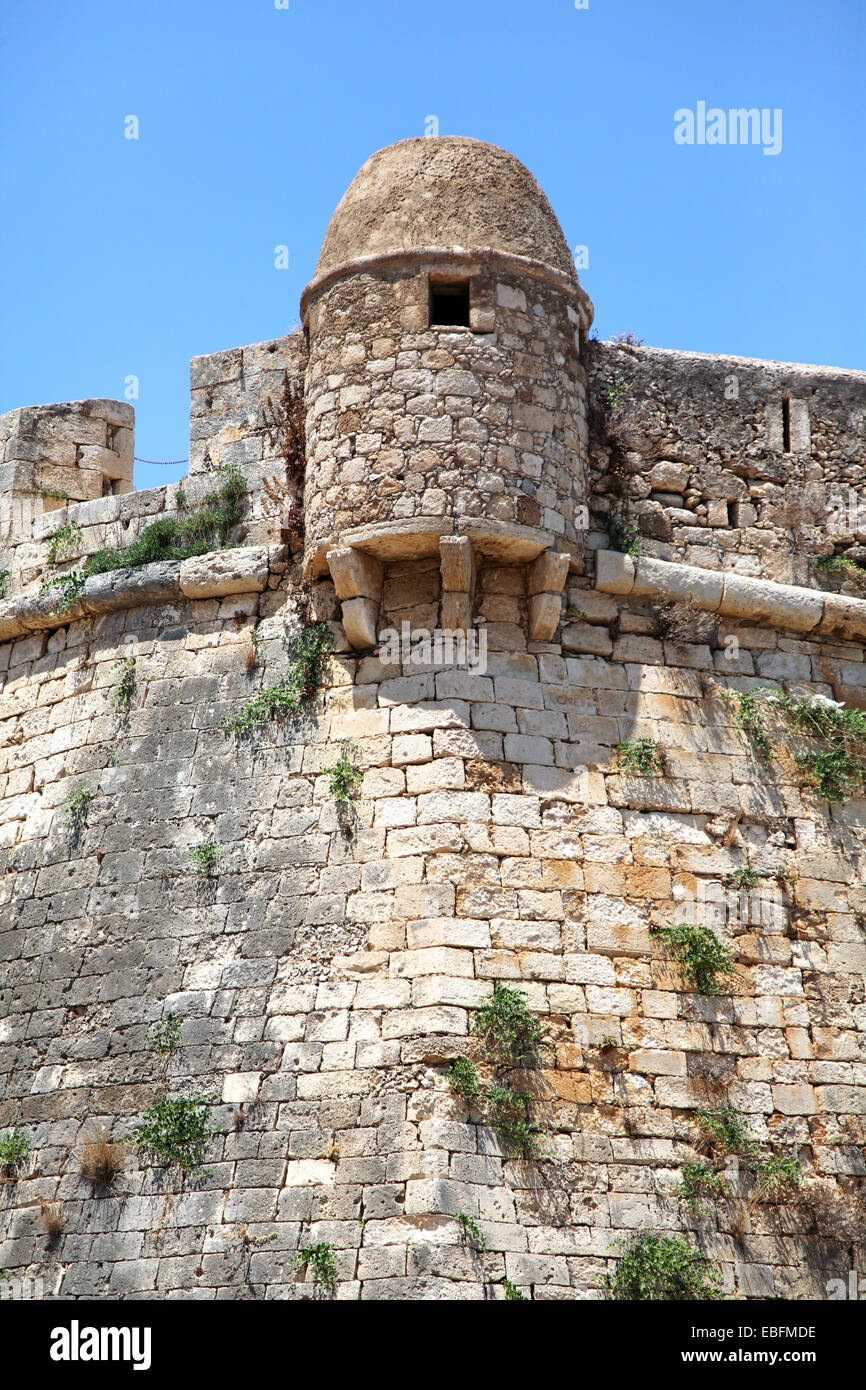 Guard turret in the medieval Fortezza in Rethymnon (Rethymno), Crete, Greek Islands, Greece, Europe, JUNE, 17, 2013 Stock Photo