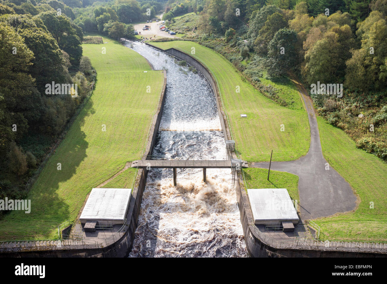 View from Thruscross Dam, North Yorkshire. Stock Photo