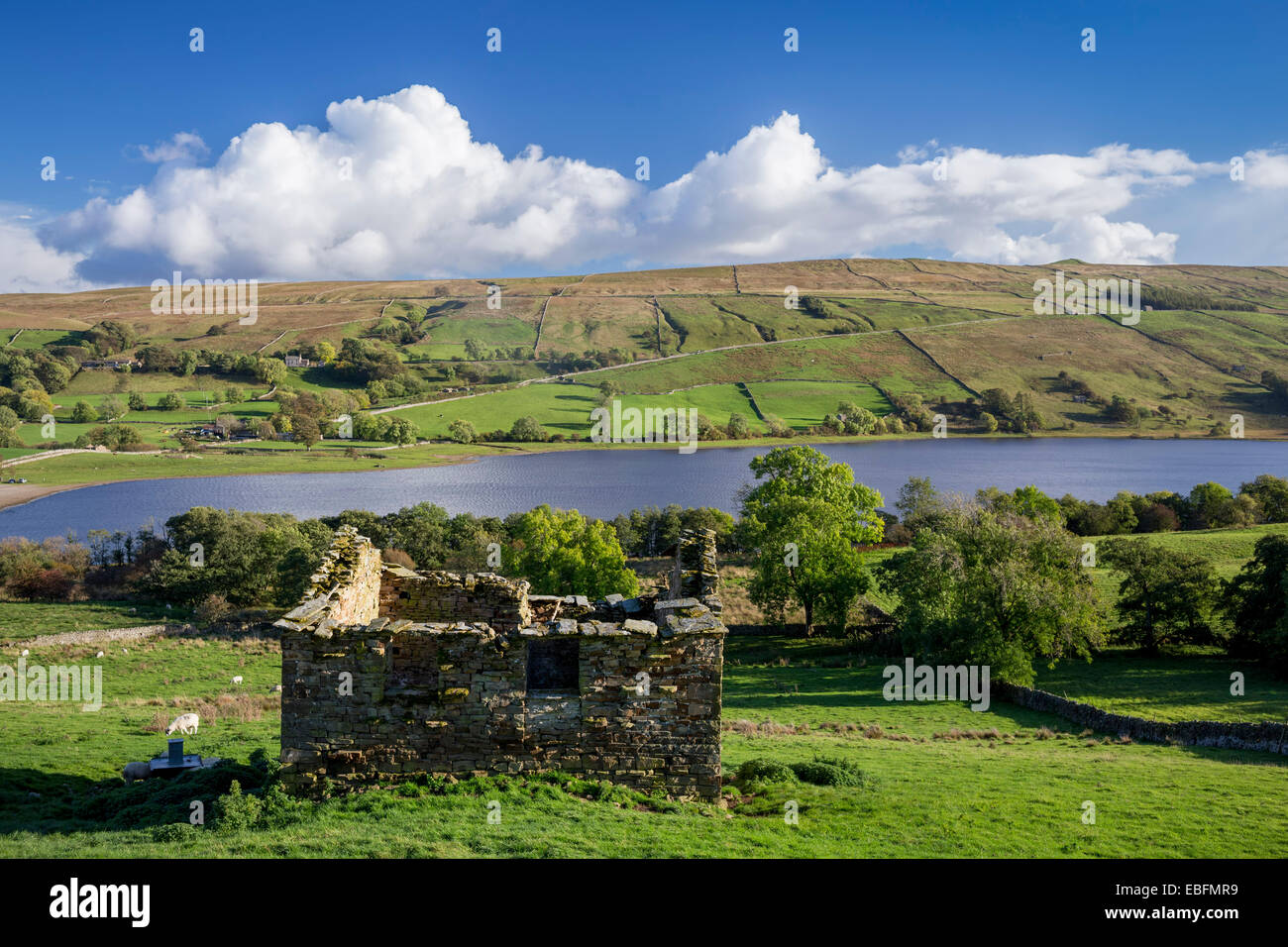View across Semer Water in North Yorkshire. Stock Photo