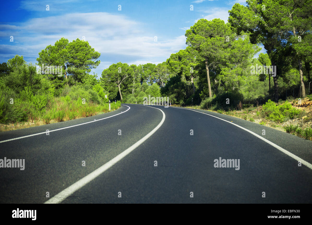 Empty Asphalt Road In Summer Stock Photo - Alamy