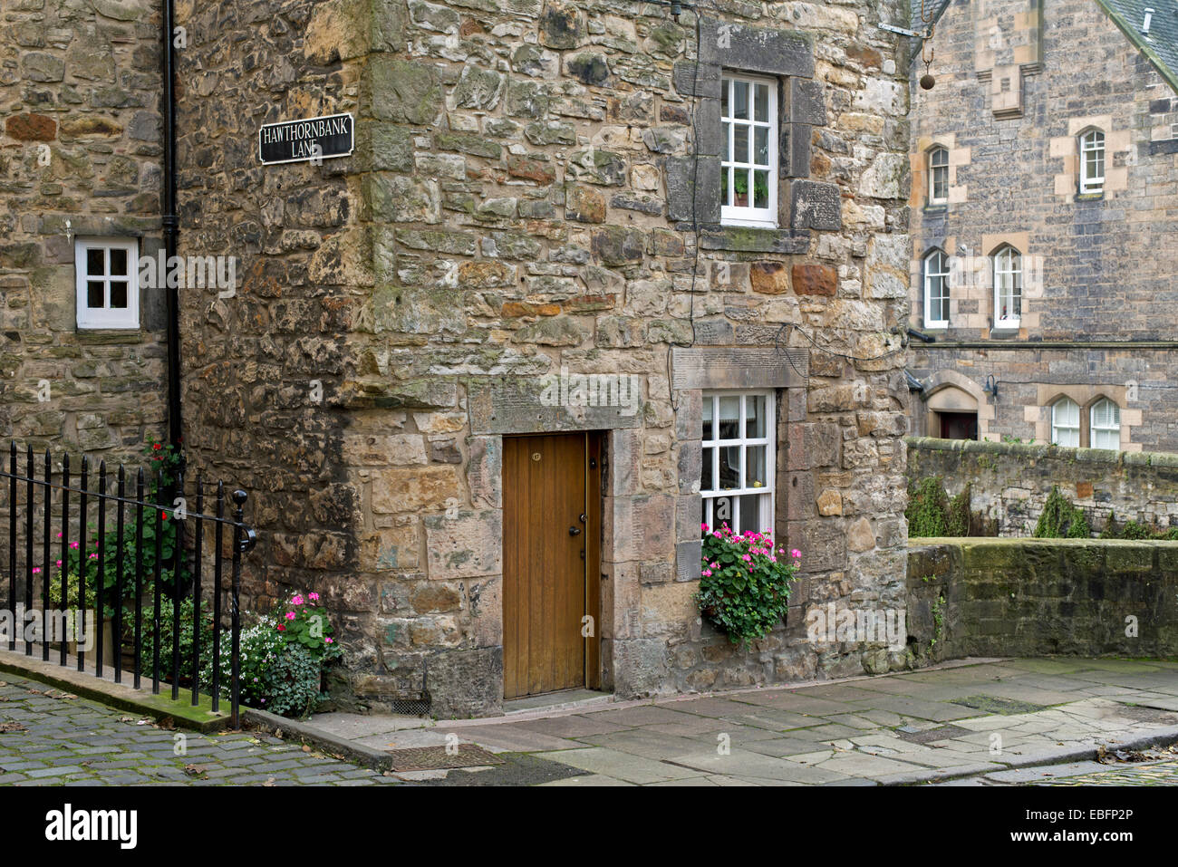 Detail of Bell's Brae House in the Dean Village, Edinburgh. The 16th century building which was formerly a miller's house. Stock Photo