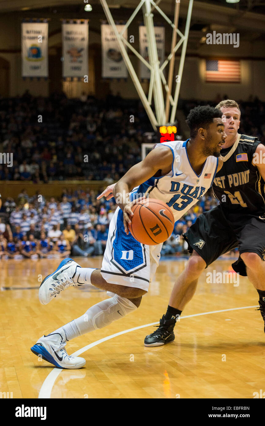 Durham, NC, USA. 30th Nov, 2014. Duke G Matt Jones (13) during the NCAA  Basketball game between Army and Duke University at Cameron Indoor Stadium  on November 30, 2014 in Durham, North