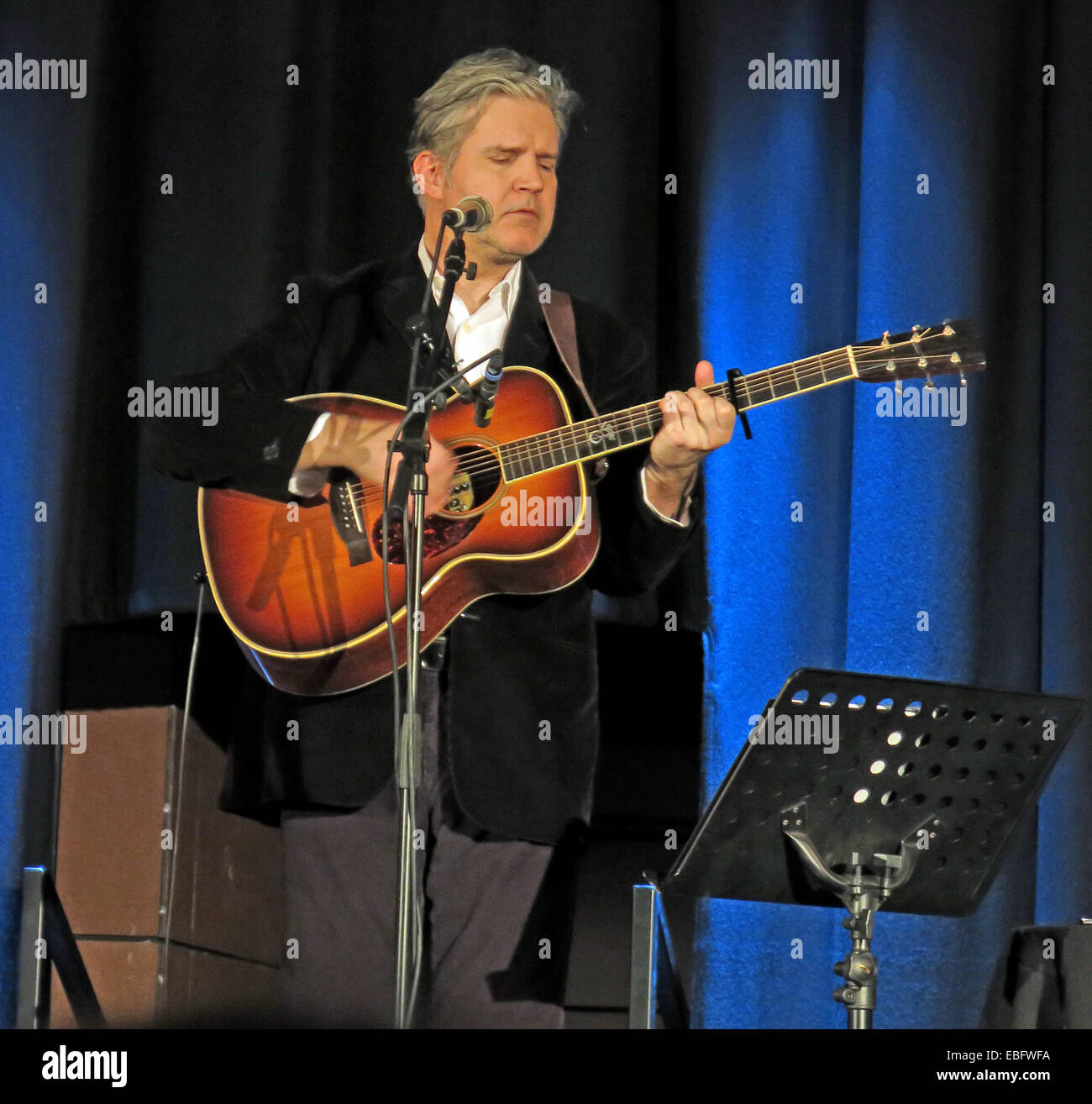 Lloyd Cole, musician, live at Warrington Parr Hall, Cheshire, England, UK acoustic set 30/11/2013 Stock Photo