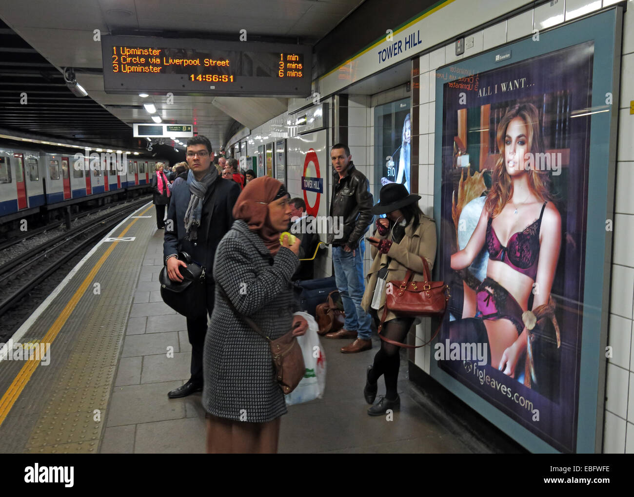 'All I want' poster for lingerie at Moorgate, London City Underground platform, England, UK Stock Photo