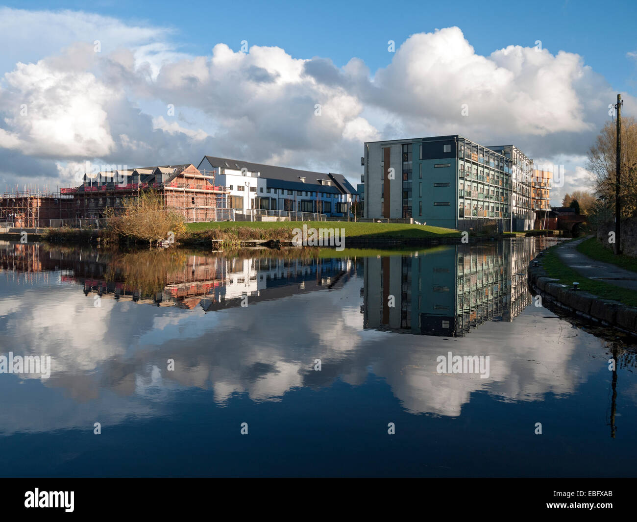 The Wharf apartments at Droylsden Marina, on the Ashton Canal, Tameside, Manchester, England, UK Stock Photo