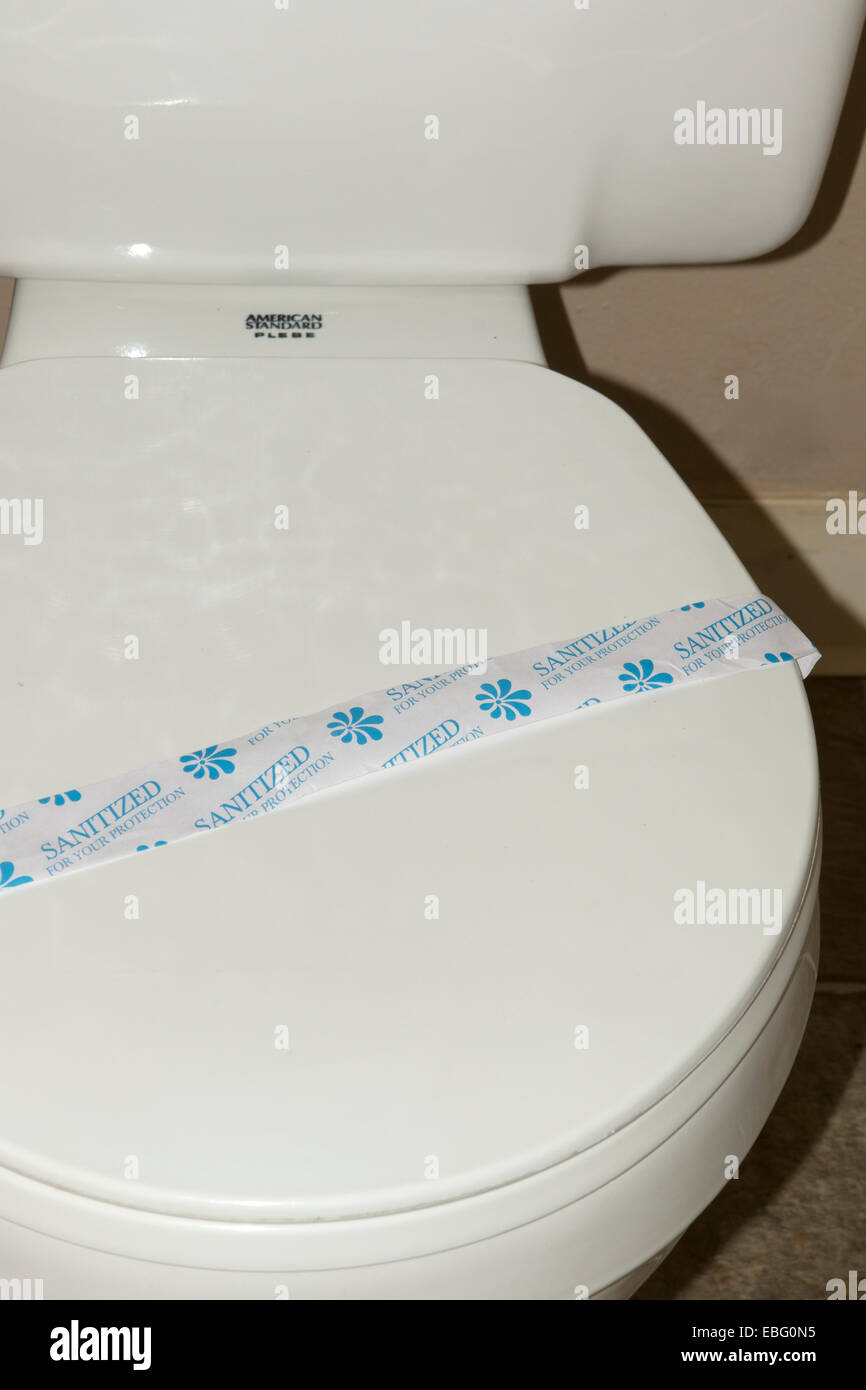 Sanitized for your protection toilet seat information . In a motel room