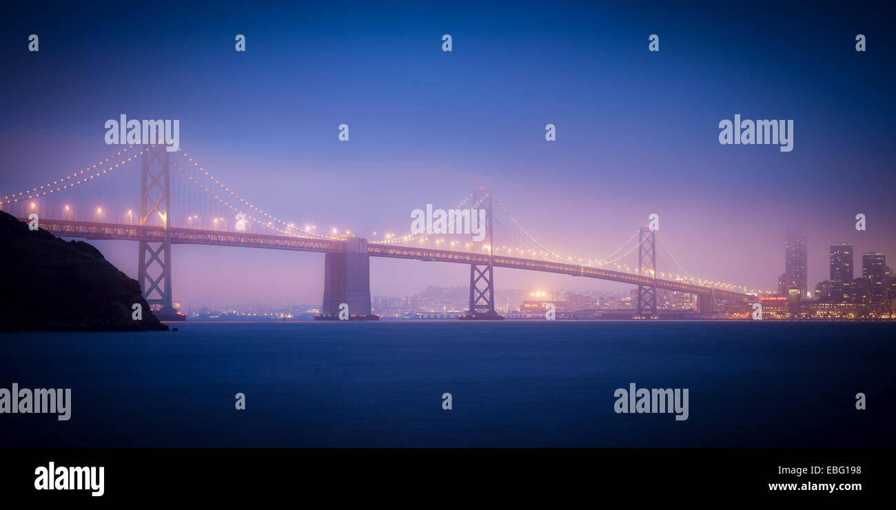Panorama of the Oakland Bay Bridge. Stock Photo