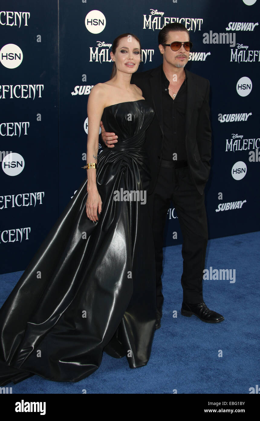 World Premiere of Disney's 'Maleficent' held at El Capitan Theatre  Featuring: Angelina Jolie,Brad Pitt Where: Los Angeles, California, United States When: 28 May 2014 Stock Photo