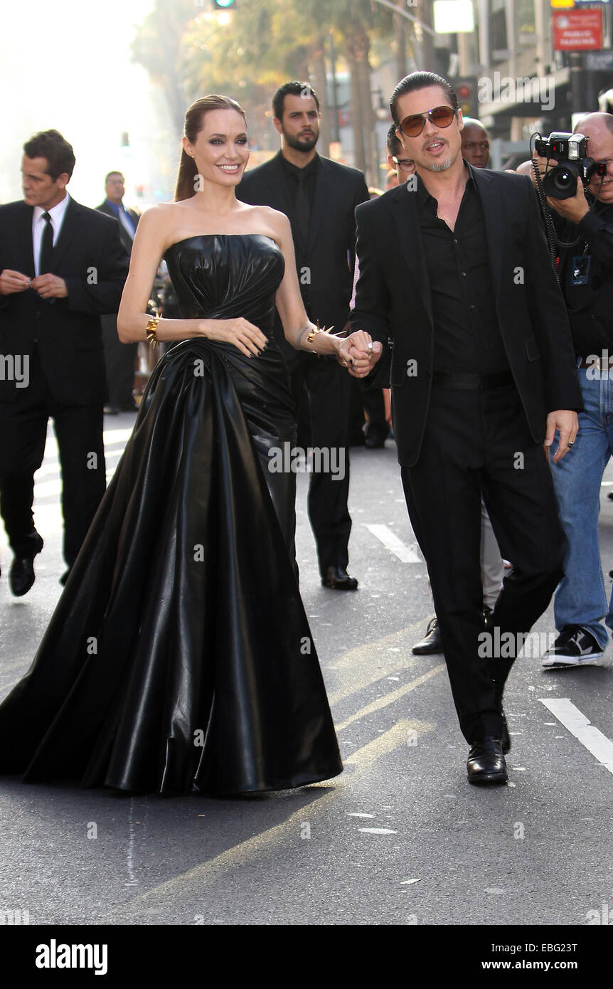 World Premiere of Disney's 'Maleficent' held at El Capitan Theatre - Outside Arrivals  Featuring: Angelina Jolie,Brad Pitt Where: Los Angeles, California, United States When: 28 May 2014 Stock Photo