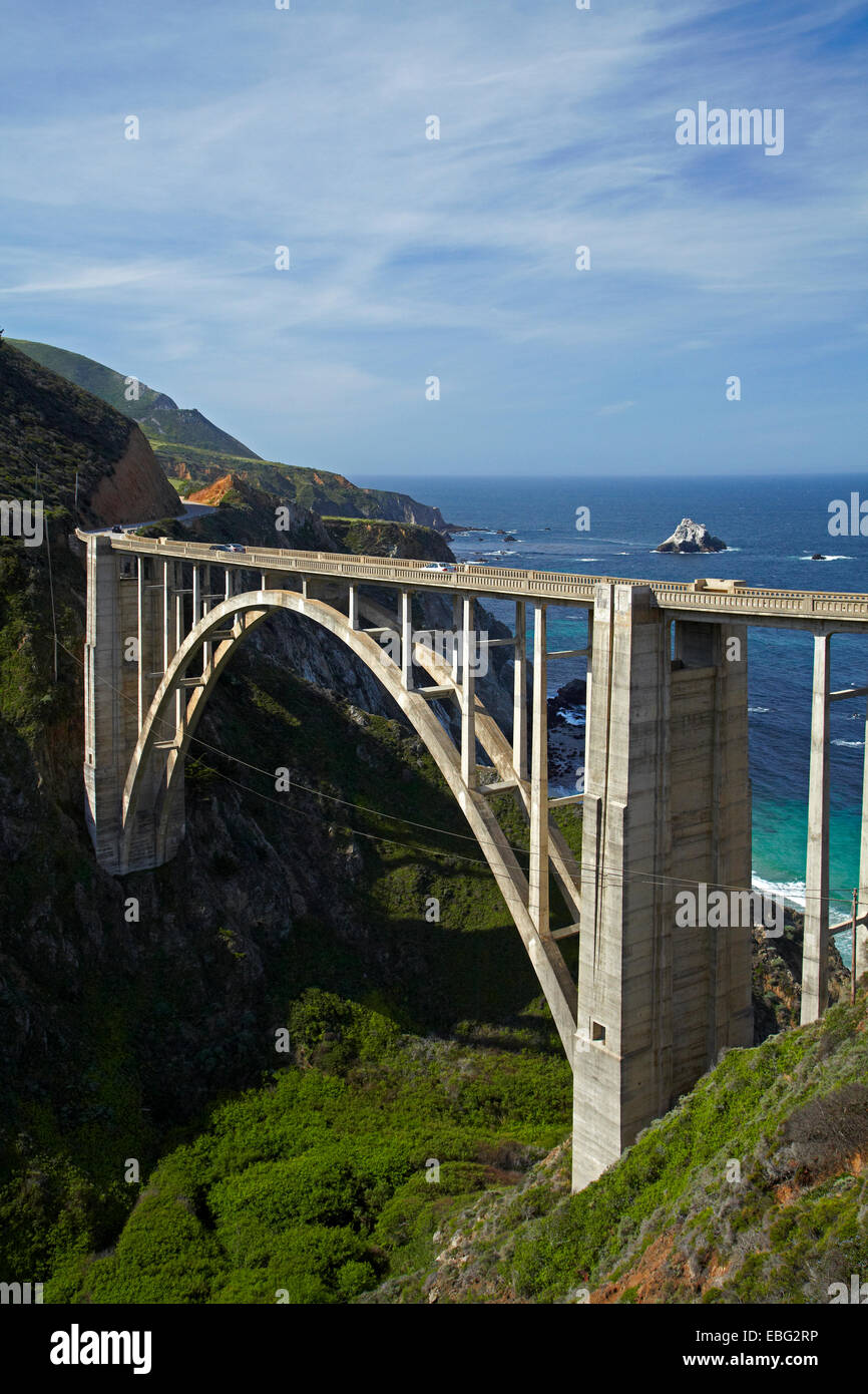 Bixby creek bridge concrete open spandrel arch bridge big sur