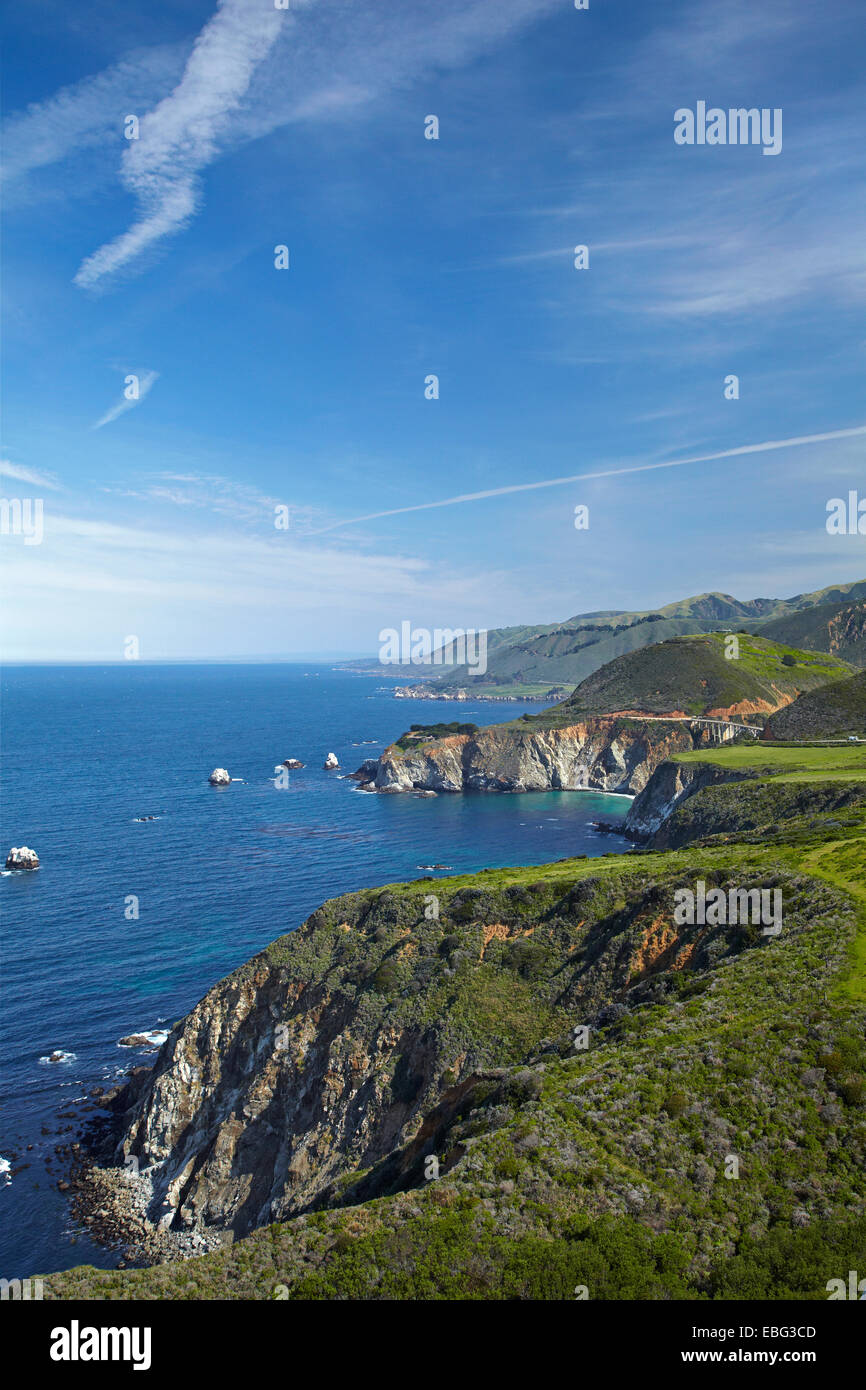 Pacific Coast Highway and Big Sur viewed from Hurricane Point, Central Coast, California, USA Stock Photo