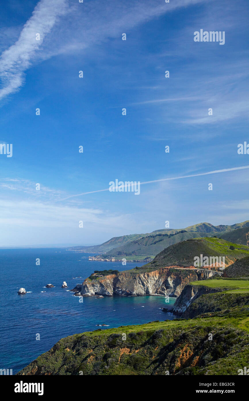 Pacific Coast Highway and Big Sur viewed from Hurricane Point, Central Coast, California, USA Stock Photo