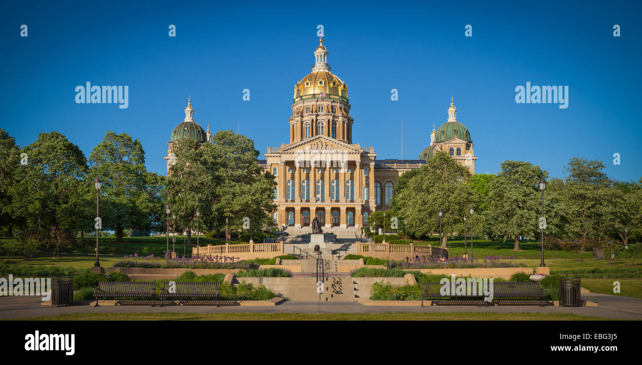 Panorama of the Iowa State Capitol building. Des Moines, Iowa. Stock Photo
