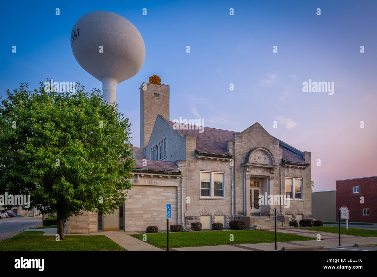 City Hall in Mount Pleasant, Iowa. Stock Photo