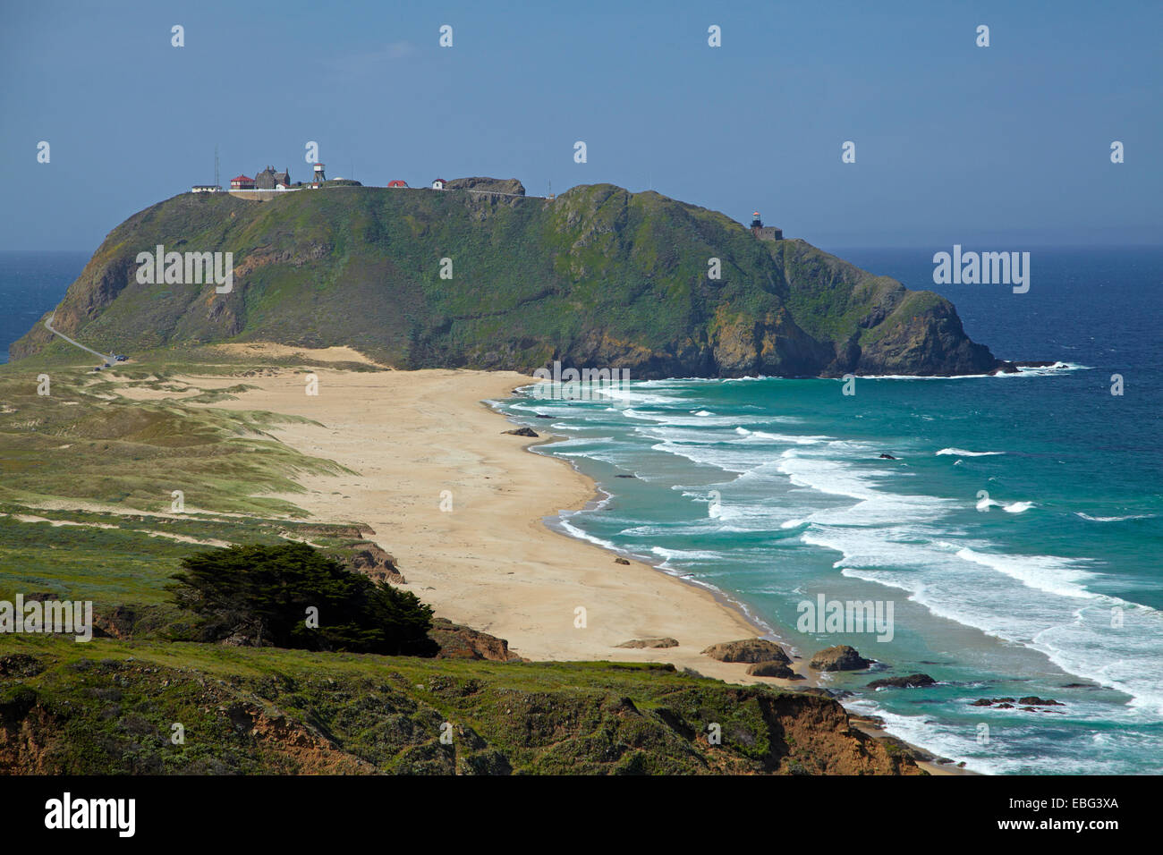 Beach and Point Sur State Historic Park, seen from Pacific Coast Highway, Big Sur, Central Coast, California, USA Stock Photo