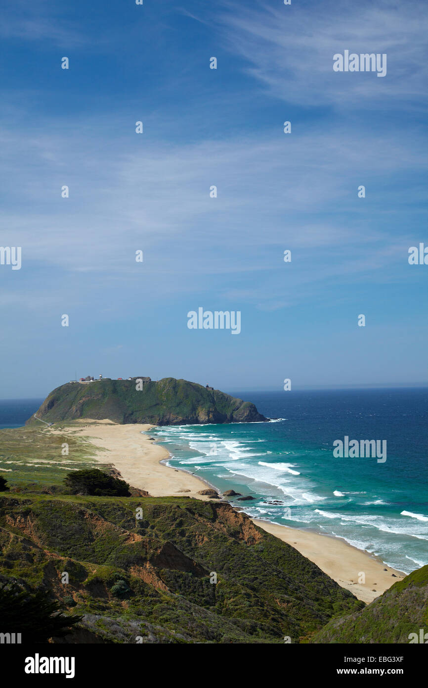 Beach and Point Sur State Historic Park, seen from Pacific Coast Highway, Big Sur, Central Coast, California, USA Stock Photo