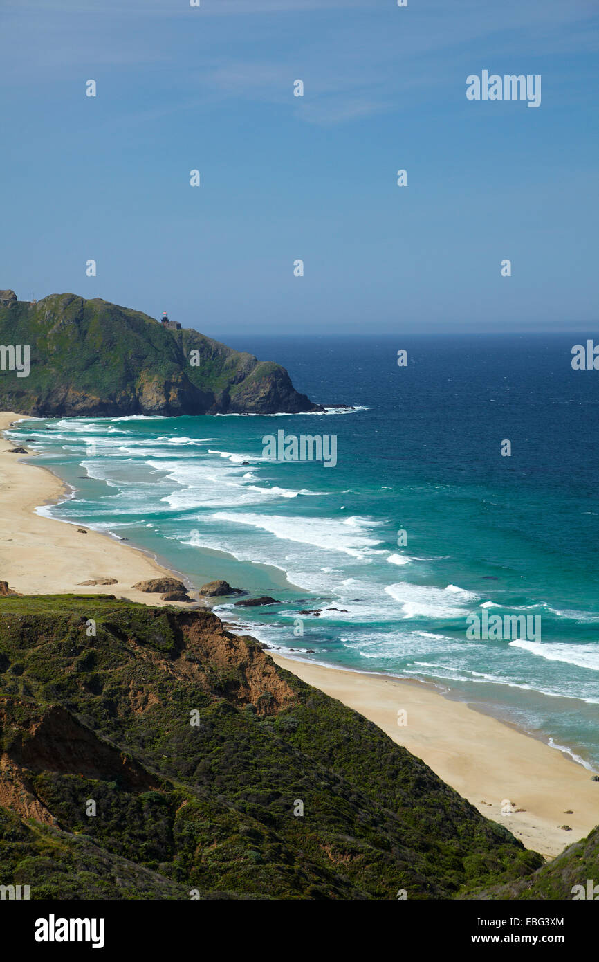 Beach and Point Sur State Historic Park, seen from Pacific Coast Highway, Big Sur, Central Coast, California, USA Stock Photo