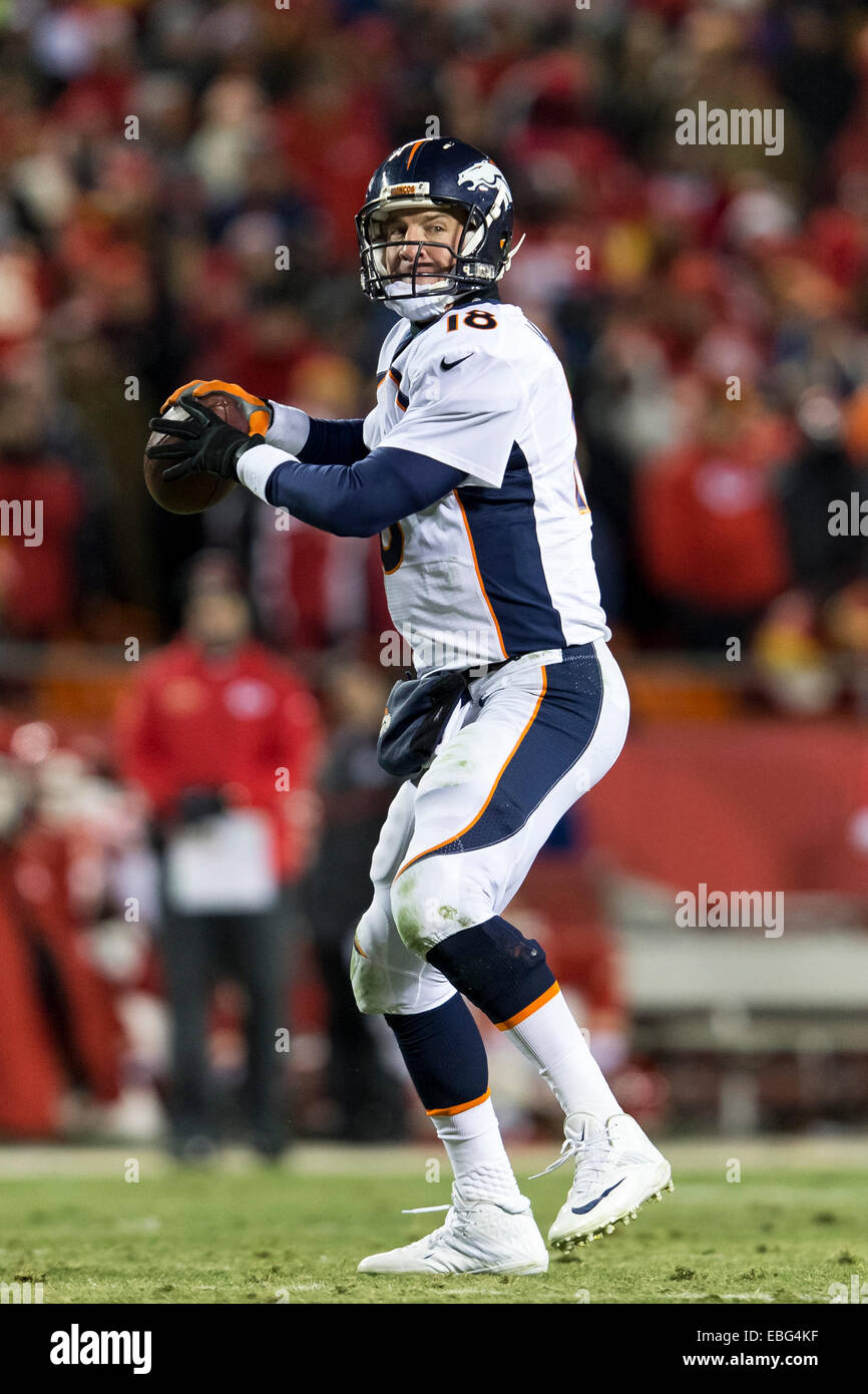 Kansas City, MO, USA. 30th Nov, 2014. Denver Broncos quarterback Peyton ...