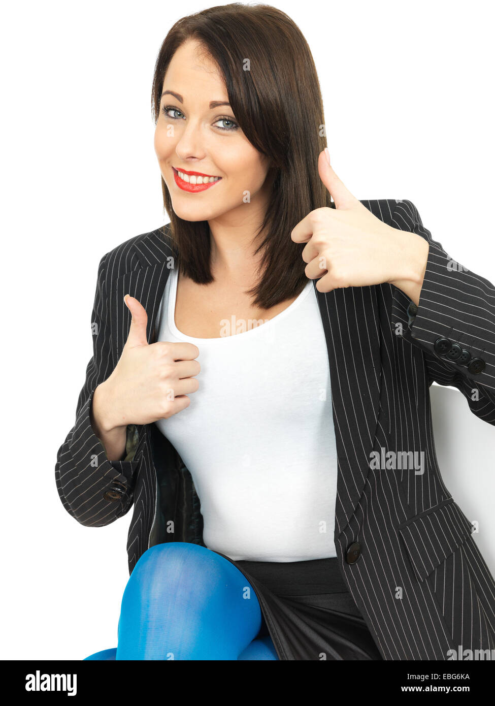 Attractive Young Business Woman Giving Thumbs Up Stock Photo - Alamy