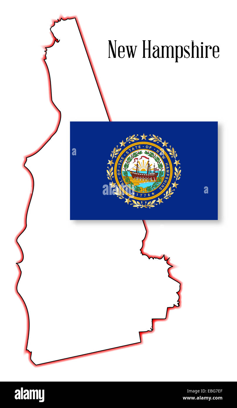 Outline map of the state of New Hampshire Stock Photo