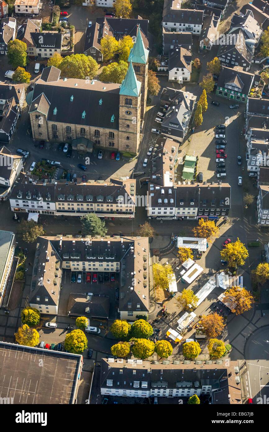 Historic centre with Altmarkt market square and Christ Church, Schwelm, North Rhine-Westphalia, Germany Stock Photo
