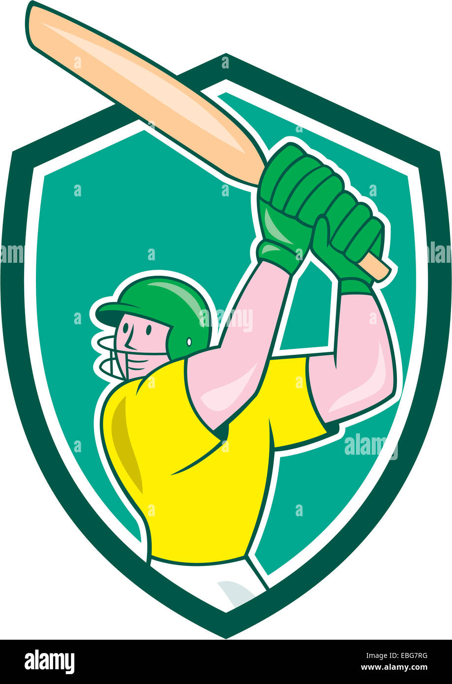 Illustration Of A Cricket Player Batsman With Bat Batting Set Inside