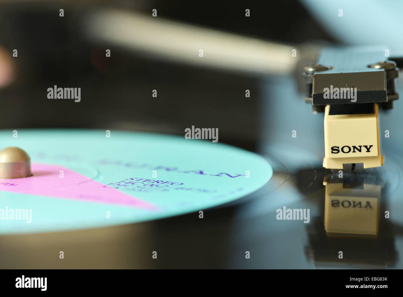 A vinyl LP record and stylus in detail Stock Photo Alamy