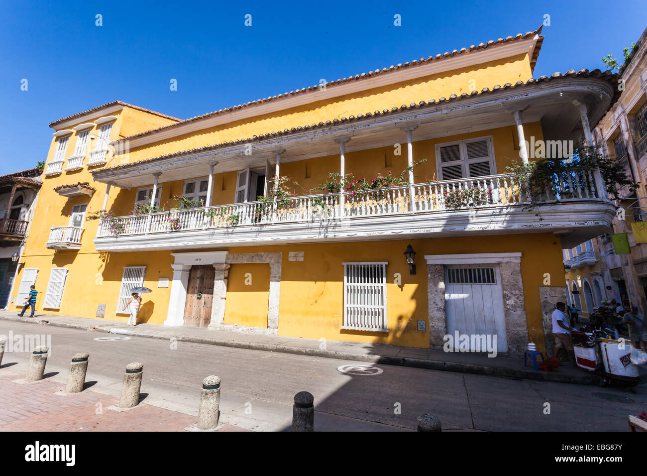 Spanish colonial architecture of Casa Pombo, Cartagena de Indias, Colombia. Stock Photo