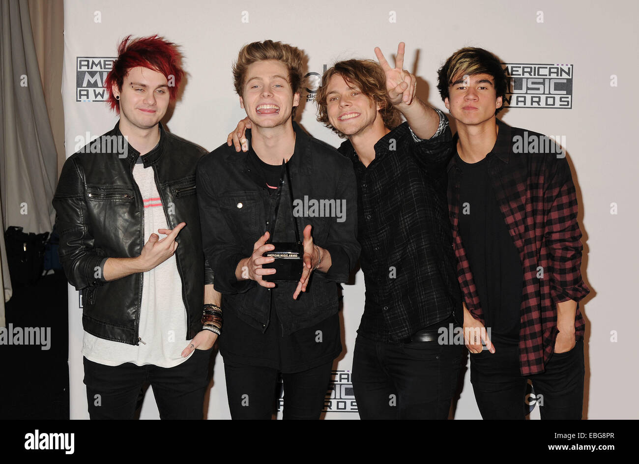 5 SECONDS OF SUMMER Australian group from l:Michael Clifford, Luke Hemmings, Calum Hood and Ashton Irwin. Photo Jeffrey Mayer Stock Photo