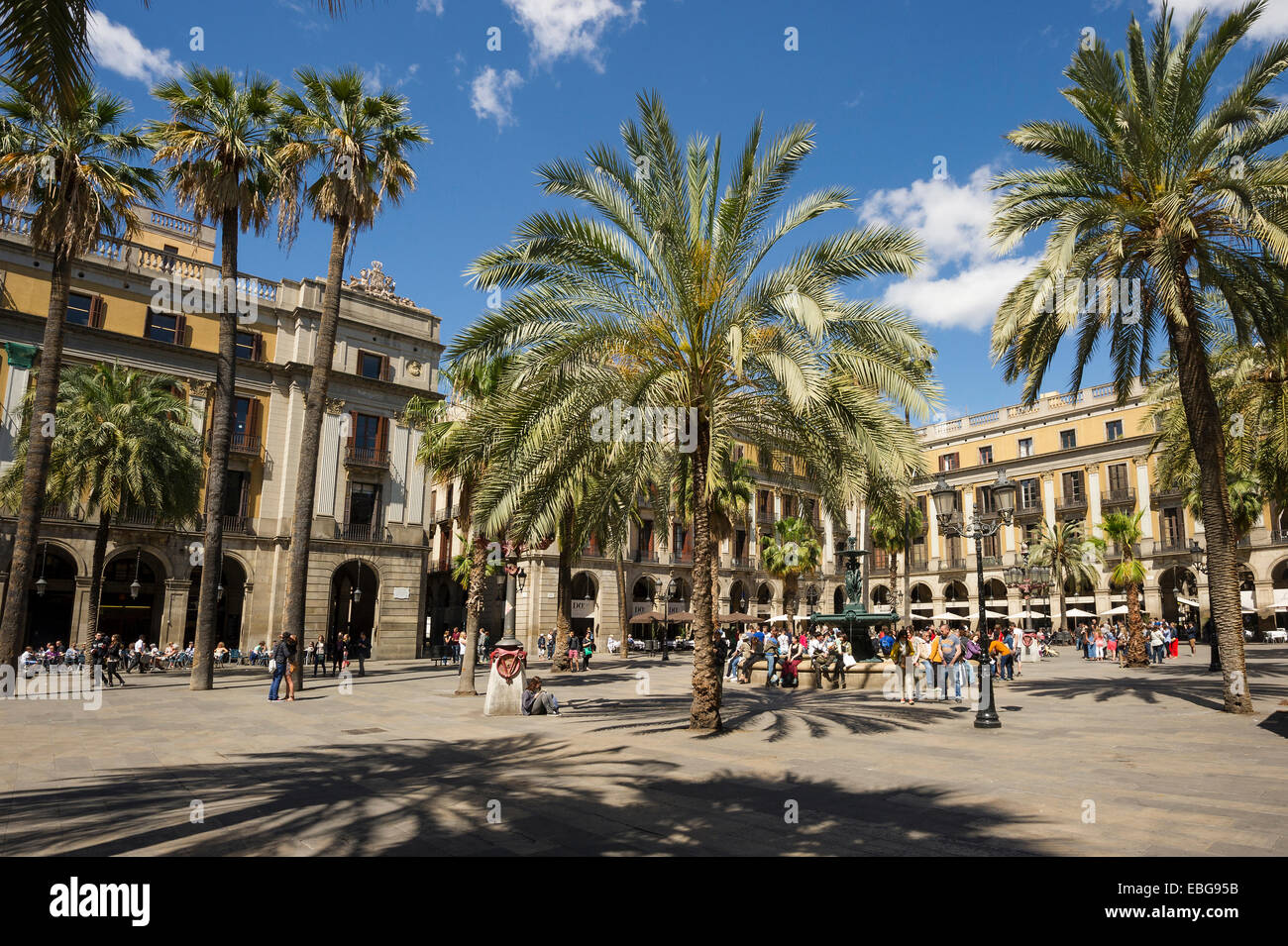 Plaça Reial, Barri Gòtic, Barcelona, Catalonia, Spain Stock Photo