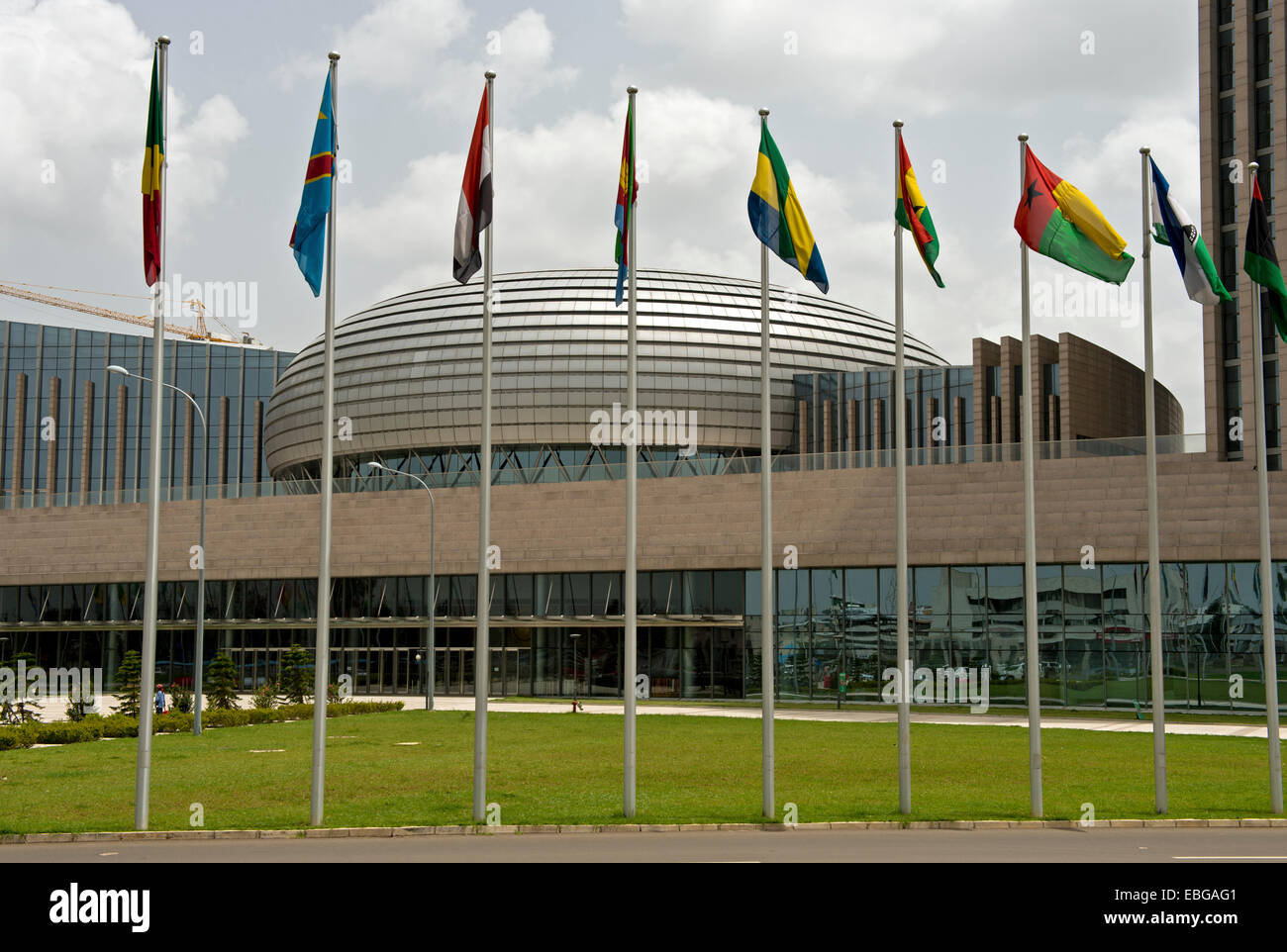 Dome of the building of the African Union, AU, African Union Conference Center and Office Complex, AUCC, Addis Ababa Stock Photo