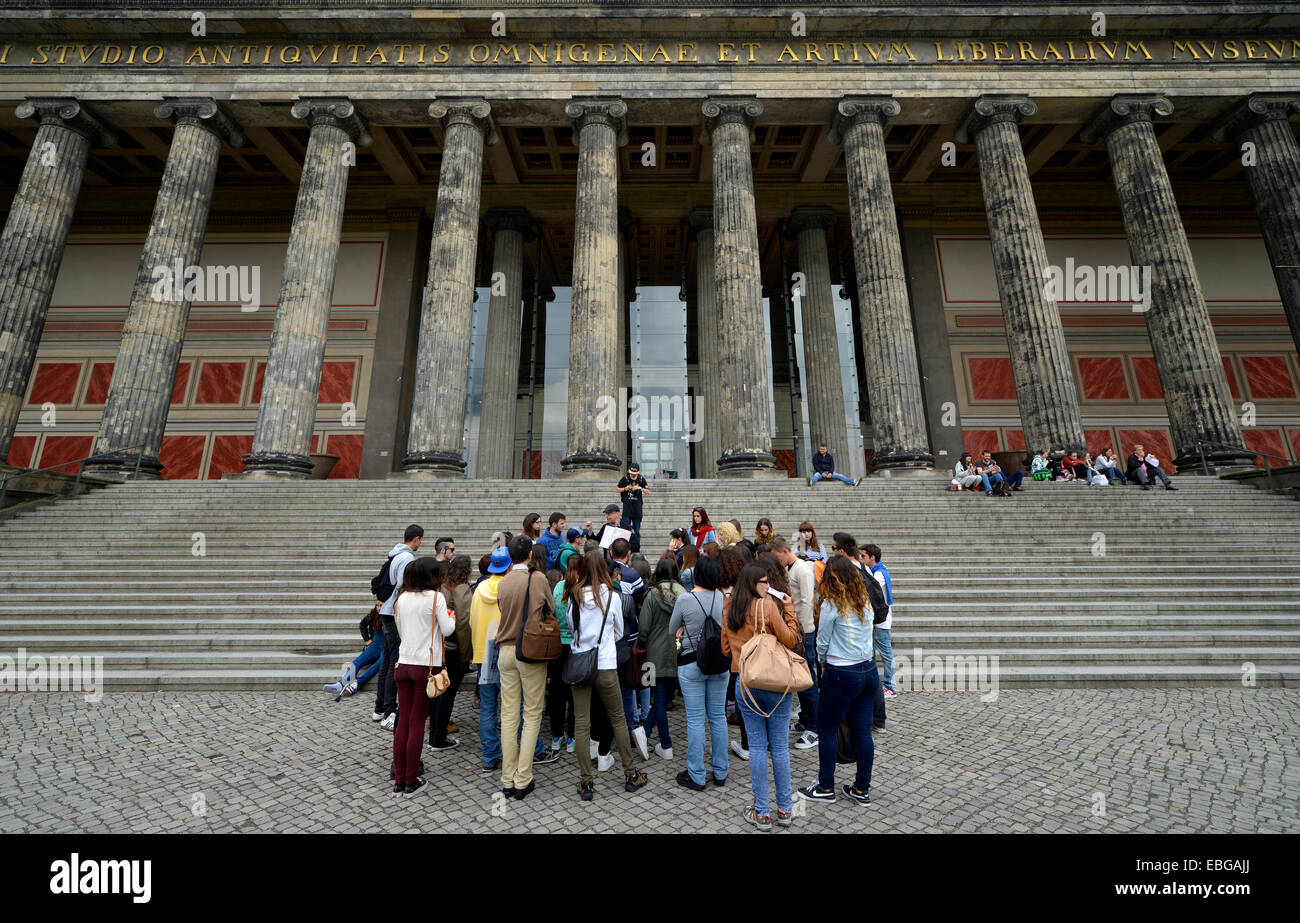 Tourists, tour group, guided tour, Altes Museum, Old Museum, Museumsinsel, Berlin, Berlin, Germany Stock Photo