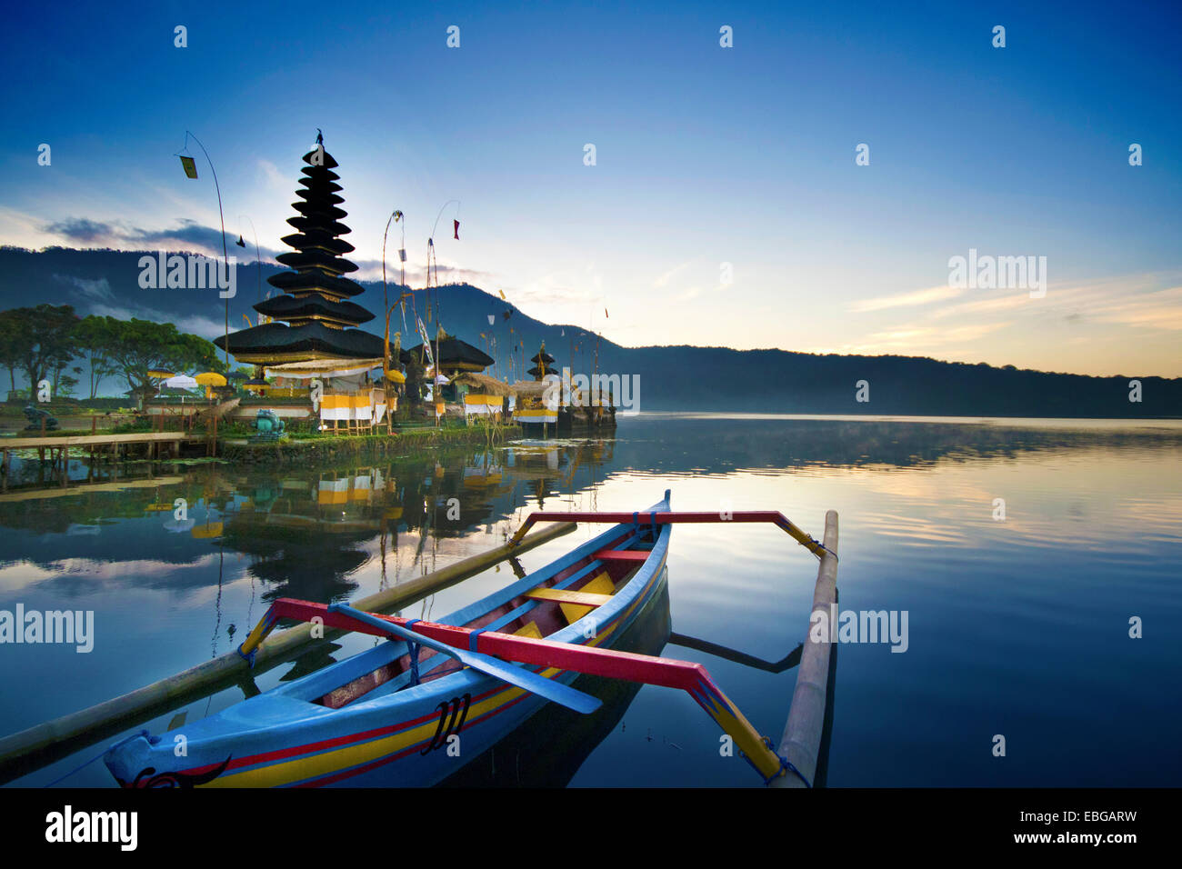 Morning at Ulun Danu Temple, Lake Beratan, Bali Stock Photo
