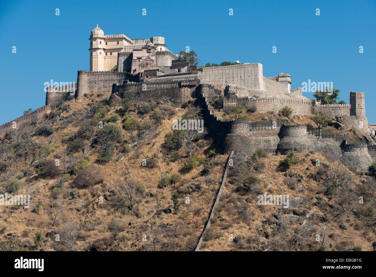 Kumbhalgarh Fort or Kumbhalmer Fort, Kumbhalgarh, Rajasthan, India Stock Photo