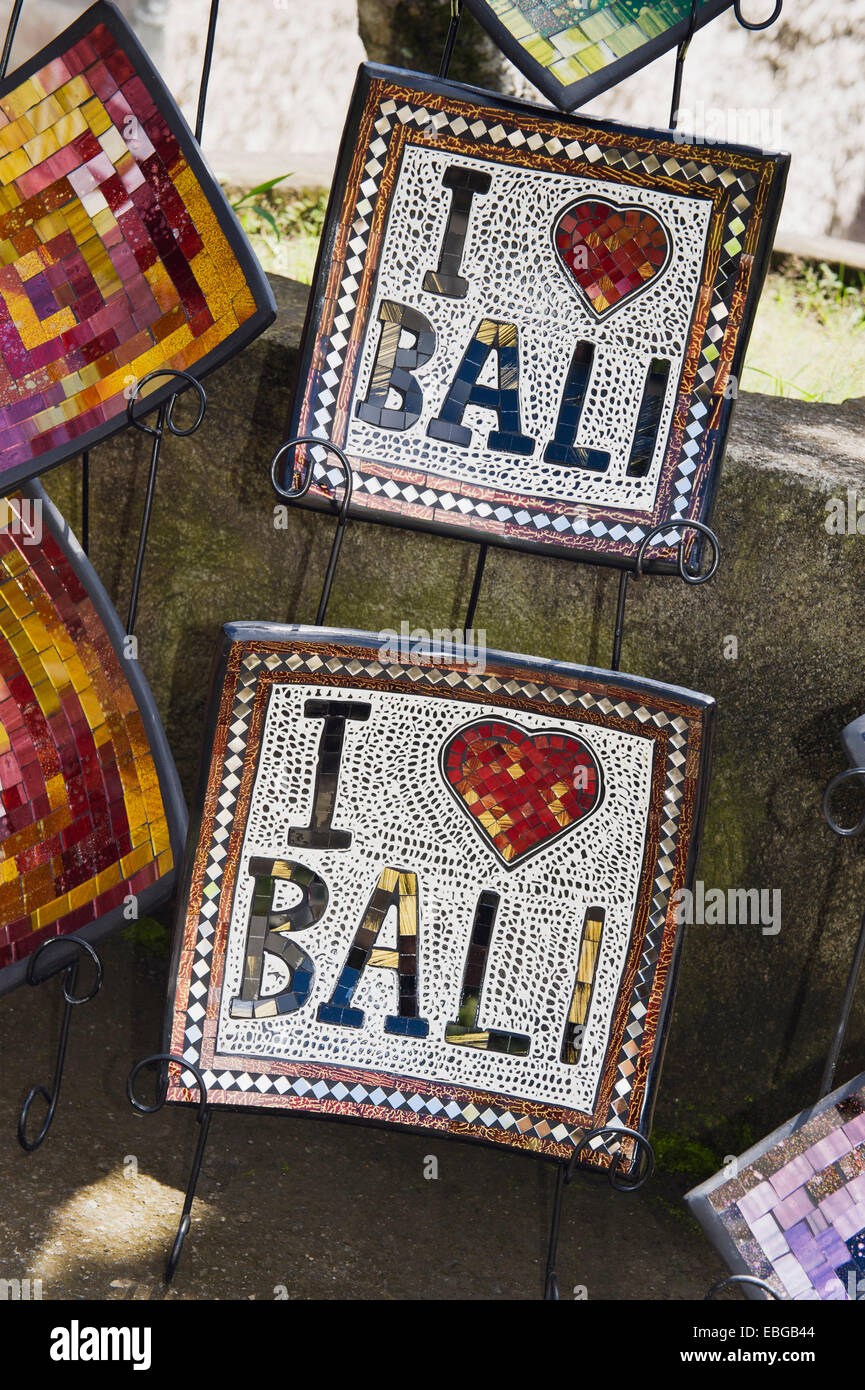Souvenirs with the sign 'I love Bali', Tegallalang, Bali, Indonesia Stock Photo