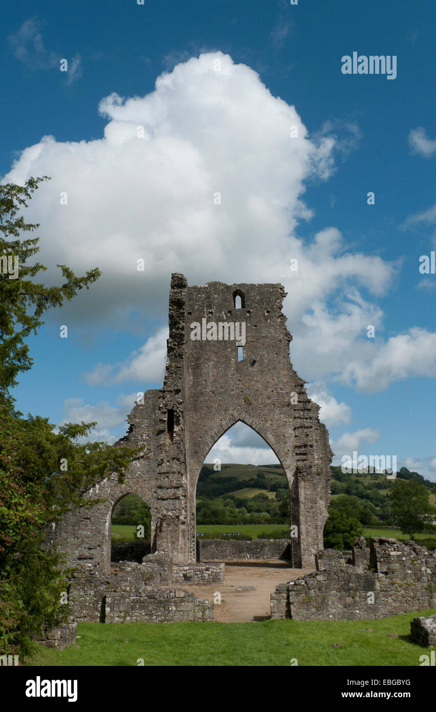 Talley Abbey and cumulous cloud in summer sky in Carmarthenshire Wales, UK   KATHY DEWITT Stock Photo