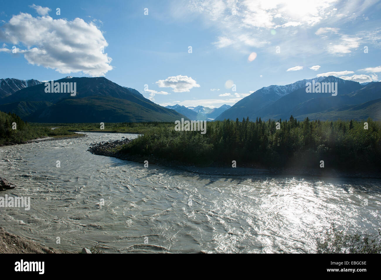 Tanana river in Black rapids Alaska, off of Richardson Highway Stock