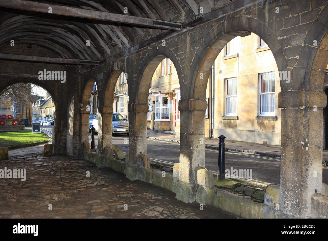 The Jacobean Market Hall in the High Street at Chipping Campden Stock Photo