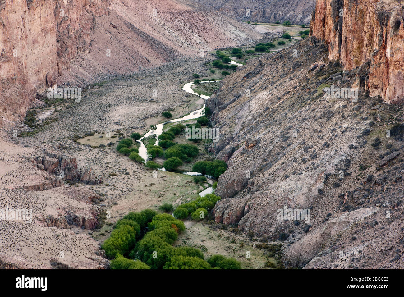 View from the cave Cueva de las Manos, Río Pinturas river, Gorge, Provinz Santa Cruz, Patagonien, Argentinien, Argentina Stock Photo