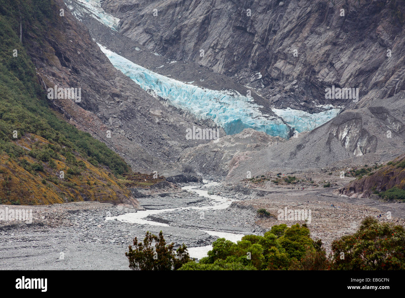 Glacier tongue of the Franz Josef Glacier, Franz Josef Glacier, Westland National Park, West Coast Region, New Zealand Stock Photo