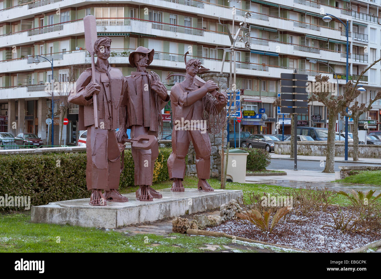 monument in memory of the fishermen Laredo, Cantabria, Spain, Europe, Stock Photo