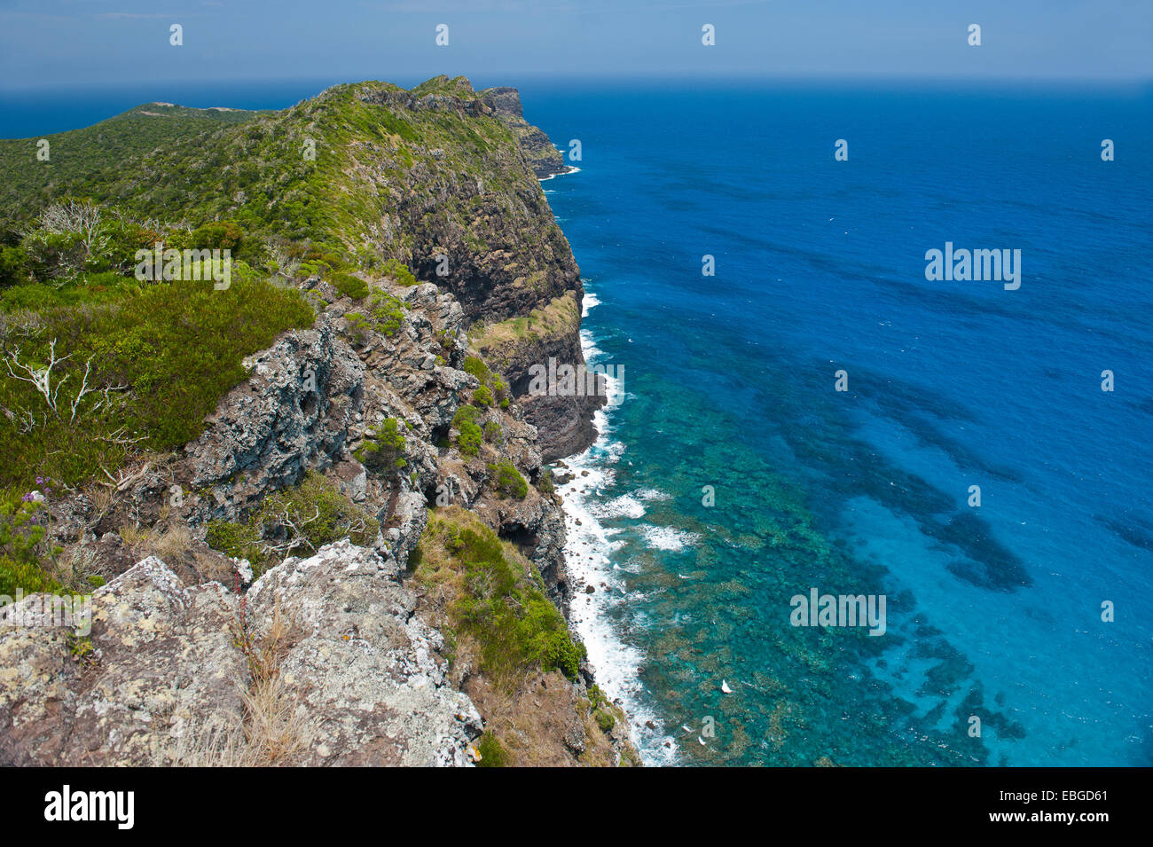 View over the Malabar cliffs, Lord Howe Island, New South Wales, Australia Stock Photo