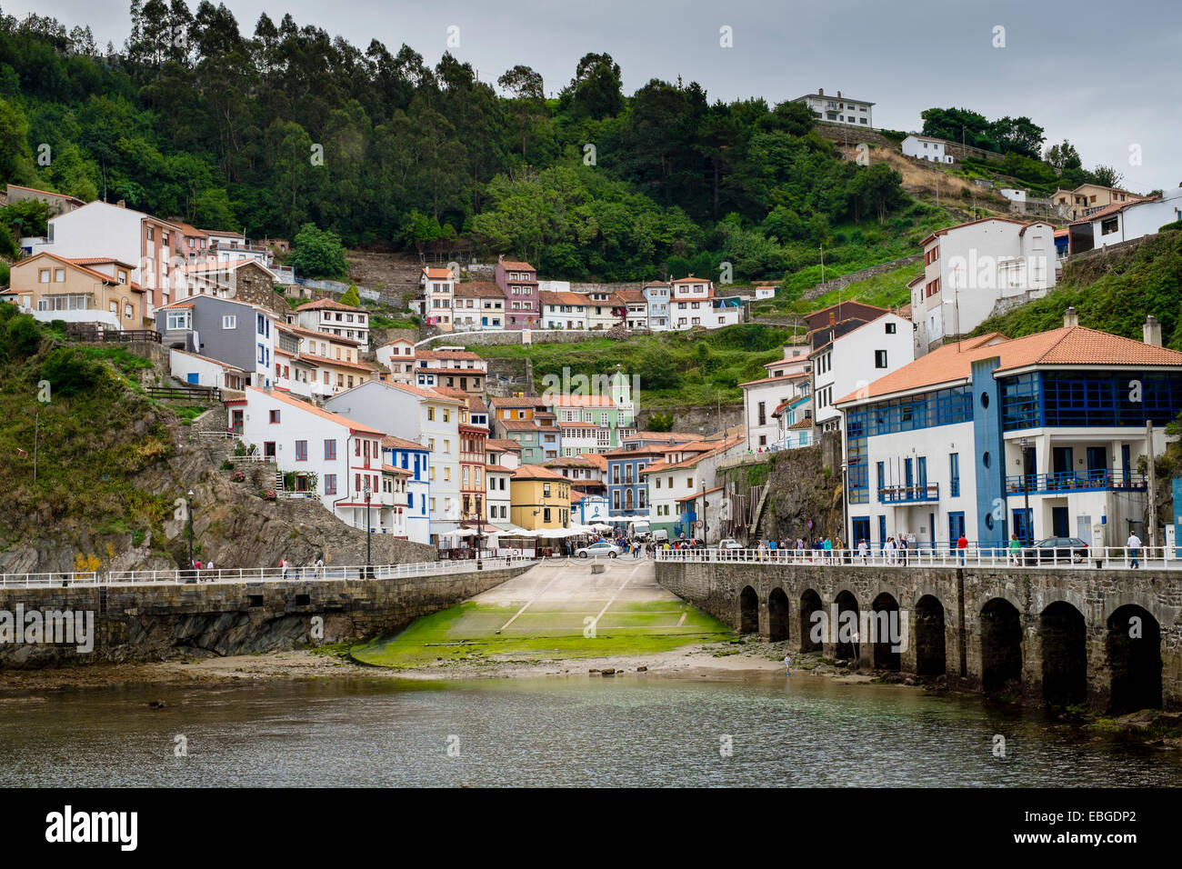 The seaside town of Cudillero on the Austurian coast of Spain. Stock Photo