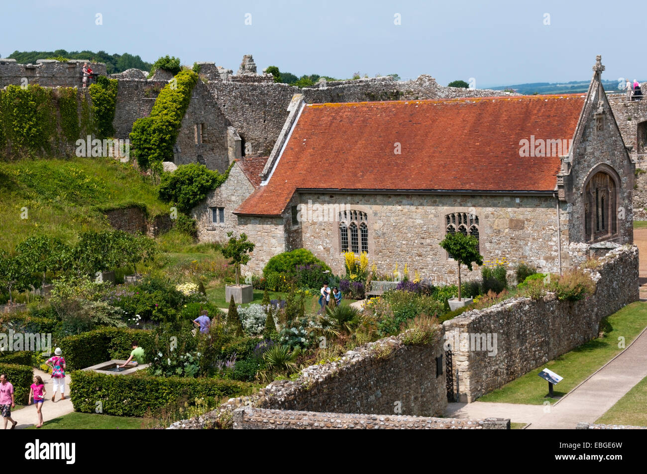 St Nicholas Chapel at Carisbrooke Castle seen across Princess Beatrice's Garden Stock Photo Alamy
