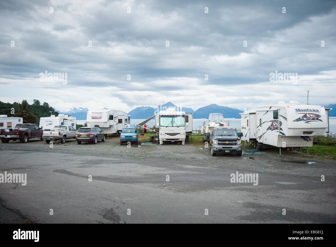 RV campsite near Homer Alaska Stock Photo Alamy