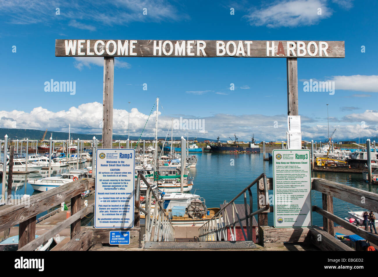 Welcome to Homer Boat Harbor Stock Photo