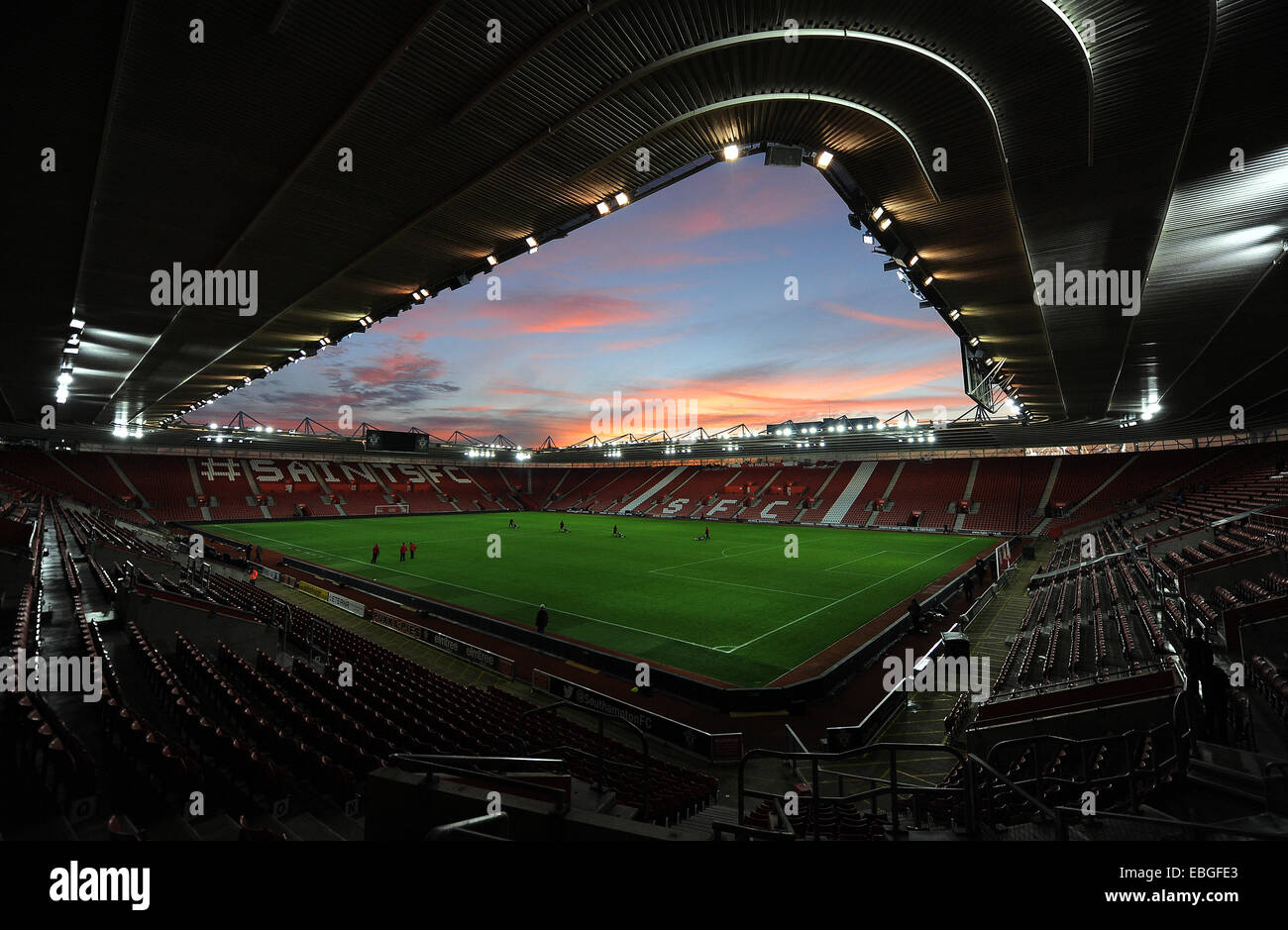 Southampton, UK. 30th Nov, 2014. A general view of St Mary's Stadium home of Southampton FC during a winter sunset.- Barclays Premier League - Southampton vs Manchester City - St Mary's Stadium - Southampton - England - 30th November 2014 © csm/Alamy Live News Stock Photo